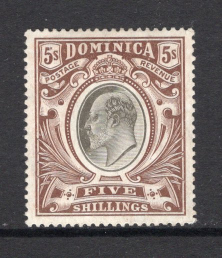 DOMINICA - 1907 - EVII ISSUES: 5/- black & brown EVII issue a fine mint copy. (SG 46)  (DMN/34885)