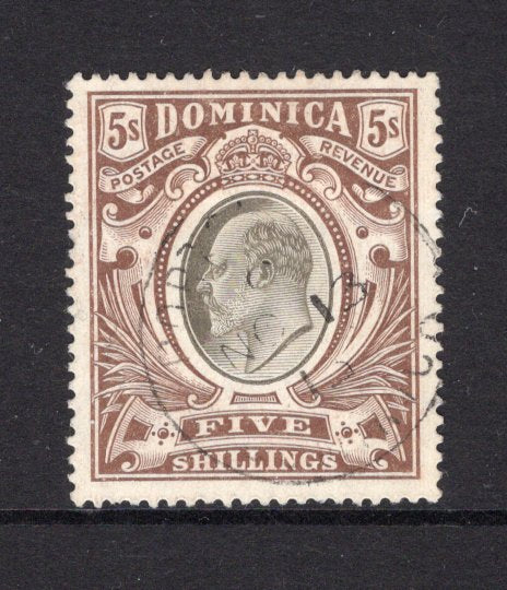 DOMINICA - 1907 - EVII ISSUE: 5/- black & brown EVII issue, a very fine used copy with central cds cancel. (SG 46)  (DMN/36434)