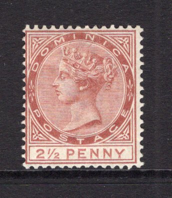DOMINICA - 1883 - CLASSIC ISSUES: 2½d red brown QV issue, watermark 'Crown CA', perf 14, a superb mint copy with full original gum. (SG 15)  (DMN/6473)