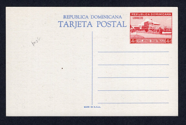 DOMINICAN REPUBLIC - 1949 - POSTAL STATIONERY: 4c red postal stationery viewcard (H&G 20) with view 'Ruins of San Francisco Church, Trujillo City'. A fine unused example.  (DOM/10881)