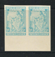 DOMINICAN REPUBLIC - 1961 - VARIETY: 1c pale blue 'Child Welfare' Obligatory Tax issue a fine unmounted mint IMPERF PAIR. (SG 835 variety)  (DOM/3205)