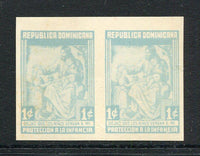 DOMINICAN REPUBLIC - 1953 - VARIETY: 1c blue 'Child Welfare' Obligatory Tax issue a fine unmounted mint IMPERF PAIR. (SG 627 variety)  (DOM/3209)