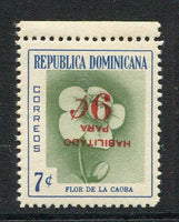 DOMINICAN REPUBLIC - 1960 - VARIETY: 9c on 7c grey green & blue 'Mahogany Flower' issue with variety SURCHARGE INVERTED fine unmounted mint. (SG 825 variety)  (DOM/3230)