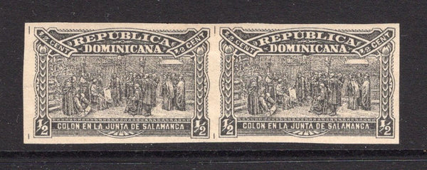 DOMINICAN REPUBLIC - 1900 - VARIETY: ½c black 'Columbus Mausoleum Building Fund' issue a fine mint IMPERF PAIR. (SG 99a)  (DOM/38154)