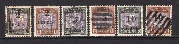 DOMINICAN REPUBLIC - 1904 - PROVISIONAL ISSUE: 'Surcharge' on ARMS issue, the set of six fine used. (SG 132/137)  (DOM/39958)