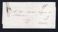 ECUADOR - Circa 1850 - PRESTAMP: Cover from IBARRA to QUITO with fine strike of two line IBARRA DEBE (unpaid) marking in red, rated '3r' in manuscript. Very fine.  (ECU/2138)
