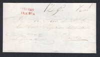 ECUADOR - Circa 1850 - PRESTAMP: Cover from IBARRA to QUITO with fine strike of two line IBARRA FRANCA marking in red, rated '½r' in manuscript.  (ECU/2140)