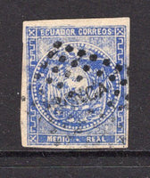 ECUADOR - 1865 - CLASSIC ISSUES: ½r dull violet blue on white wove paper, coarse impression, a fine used copy with four margins. (SG 1b)  (ECU/25456)