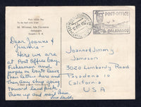 ECUADOR - 1957 - GALAPAGOS ISLANDS: Black & white 'Wittmer' PPC of the 'Barrel Mail box in Post Office Bay' with fine strike of boxed POST OFFICE GALAPGOS 'Barrel Mail' cachet in black on message side. Addressed to USA with GUAYAQUIL transit cds also on front.  (ECU/26748)