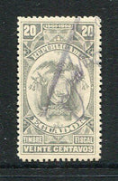 ECUADOR - 1902 - FIREMARKS: 20c grey 'Postal Fiscal' issue dated '1901-1902' with GUAYAS 'Signature' fire mark in violet black, a fine unused copy. (SG F75)  (ECU/29929)