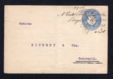 ECUADOR - 1906 - POSTAL STATIONERY & CANCELLATION: 3c ultramarine postal stationery wrapper (H&G E4) used as a lettersheet with typed message inside used with '1906 A Vasconez Cepeda, Ltcga Abril 25, R/ " 28, C/ " 30' manuscript cancel and light LATACUNGA cds dated 25 ABR 1906. Addressed to GUAYAQUIL. Very unusual used.  (ECU/34282)