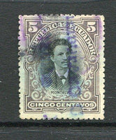 ECUADOR - 1902 - FIREMARKS: 5c black & lilac with two line 'CHIMBORAZO RIOBAMBA' fire mark in bright blue, a fine lightly used copy. (SG 207)  (ECU/34487)