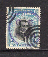 ECUADOR - 1907 - SCHOOL MARKS: 2c black & pale blue with CHIMBORAZO circular 'C E DE LA PROVINCIA' school mark in purple, a fine used copy. (SG 324)  (ECU/34963)
