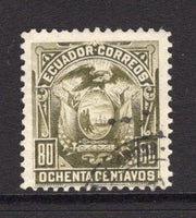 ECUADOR - 1887 - OFFICIAL ISSUE: 80c olive green 'Arms' issue, a fine cds used copy. (SG 29)  (ECU/36607)