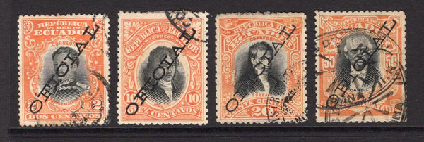 ECUADOR - 1899 - OFFICIAL ISSUE: 'Waterlow' OFFICIAL issue with 'OFICIAL' overprints in black the set of four fine cds used. (SG O201/O204)  (ECU/36648)
