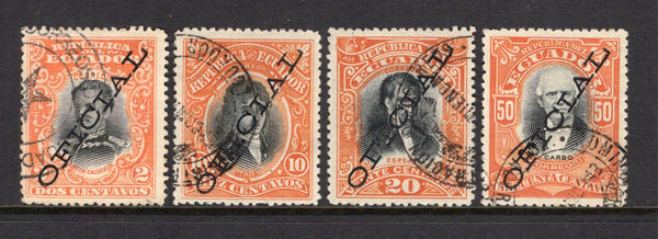 ECUADOR - 1899 - OFFICIAL ISSUE: 'Waterlow' OFFICIAL issue with 'OFICIAL' overprints in black the set of four fine cds used. (SG O201/O204)  (ECU/40762)
