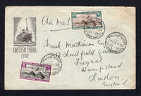 EGYPT - 1936 - CANCELLATION & MARITIME: Illustrated 'British India Line' SHIP cover franked with 1933 20m & 100m AIR issue (SG 204 & 212) tied by fine PORT-SAID SIMON ARTZ cds's sent airmail to UK. Very attractive.  (EGY/3016)