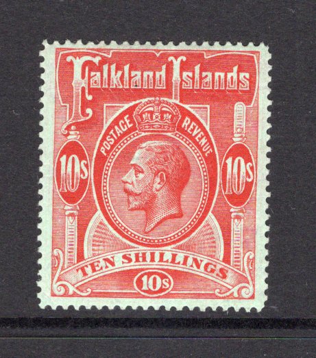 FALKLAND ISLANDS - 1912 - GV ISSUE: 10/- red on green GV issue, a fine mint copy. (SG 68)  (FAL/12080)