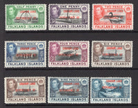 FALKLAND ISLANDS DEPENDENCIES - 1944 - GVI ISSUE: 'Grahamland' overprint on GVI issue, the set of nine including the additional shade of the 6d fine mint. (SG A1/A8 & A6a)  (FAL/12104)