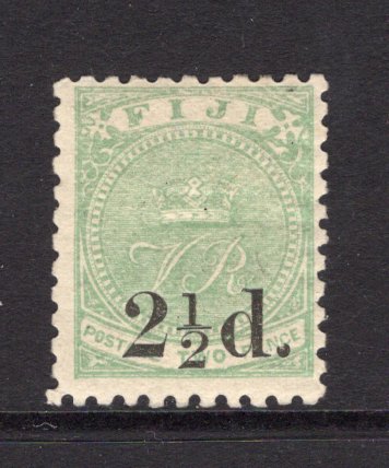 FIJI - 1891 - QV ISSUE: 2½d on 2d green QV issue perf 10, a fine mint copy. (SG 70)  (FIJ/12228)