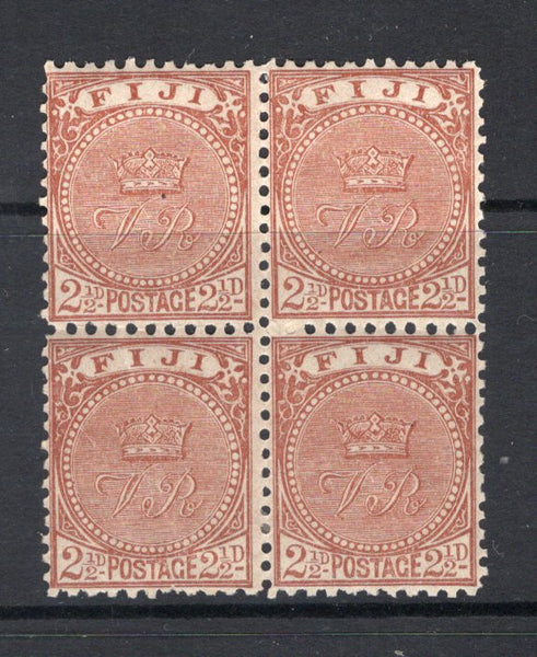 FIJI - 1895 - QV ISSUE: 2½d brown QV issue perf 11 x 11¾, a fine mint block of four. Light crease. (SG 103)  (FIJ/12238)