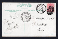 FIJI - 1907 - INCOMING MAIL: Incoming Australian coloured PPC 'The General Post Office, Sydney' franked on message side with New South Wales 1905 1d rose carmine (SG 334) tied by SYDNEY duplex cds. Addressed to 'Miss Maude Morris, Levuka, Fiji' with G.P.O. SUVA transit cds and light LEVUKA arrival cds both on front.  (FIJ/19041)