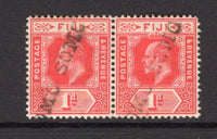 FIJI - 1906 - CANCELLATION: 1d red EVII issue a fine used pair with two almost complete strikes of straight line 'SOMO SOMO ' cancel in black. (SG 119)  (FIJ/28880)