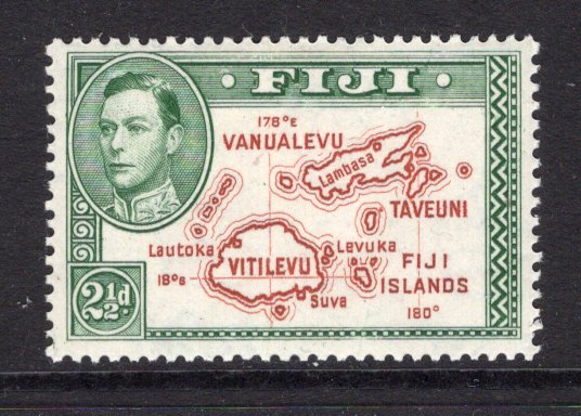 FIJI - 1941 - VARIETY: 2½d brown & green GVI issue, perf 13½, a fine mint copy with 'EXTRA ISLAND' variety. (SG 256ba)  (FIJ/33423)