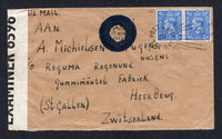 GREAT BRITAIN - 1943 - UNDERCOVER MAIL: Cover with manuscript 'Alexander F Michielsen, Post Box - 237, E.C.1, London' return address on reverse which was the undercover address for the Dutch Army in London franked with pair 1941 2½d light ultramarine GVI issue (SG 489) tied WOLVERHAMPTON STAFFS 'Post Early in the Day' machine cancel dated 19 MCH 1943 with WOLVERHAMPTON & STAFFS obliterated by a mute circular cancel in black (to disguise the origination of the communication). Addressed to 'A. Michielsen Hug