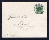 GERMAN COLONIES - SOUTH WEST AFRICA - 1901 - SOUTH WEST AFRICA - CANCELLATION: Cover franked with single 1897 5pf green with 'Deutsch Sudwest-Afrika' overprint (SG 2) tied by superb strike of KUBAS cds dated 10 / 4 1901. Addressed to GERMANY with arrival cds on reverse. Very fine.  (GER/26239)