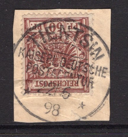 GERMAN COLONIES - P.O.S IN CHINA - 1897 - GERMANY USED IN CHINA: 50pf chocolate 'Reichspost' issue tied on piece by good complete strike of TIENTSIN KAISERL. DEUTSCHE POSTAGENTUR cds dated 22 / 6 1898. (SG Z13a)  (GER/37598)