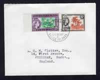GILBERT & ELLICE ISLANDS - 1965 - CANCELLATION: Cover franked with 1956 2d bluish green & purple and 6d chestnut & black brown QE2 issue (SG 66 & 70) tied by NANUMEA cds dated 21 AUG 1965. Addressed to UK.  (GIL/33239)