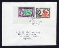 GILBERT & ELLICE ISLANDS - 1965 - CANCELLATION: Cover franked with 1956 2d bluish green & purple and 6d chestnut & black brown QE2 issue (SG 66 & 70) tied by NANUMANGA cds dated 22 AUG 1965. Addressed to UK.  (GIL/33240)