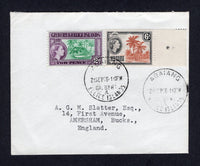 GILBERT & ELLICE ISLANDS - 1965 - CANCELLATION: Cover franked with 1956 2d bluish green & purple and 6d chestnut & black brown QE2 issue (SG 66 & 70) tied by ABAIANG cds dated 21 SEP 1965 with fine second strike alongside. Addressed to UK.  (GIL/33248)
