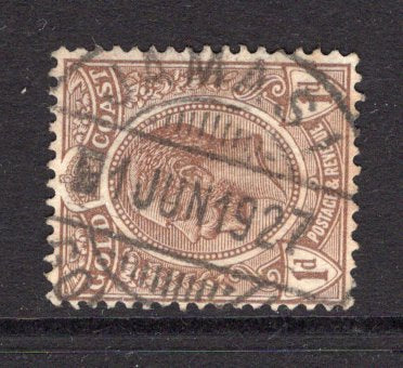 GOLD COAST - 1921 - CANCELLATION: 1d chocolate brown GV issue used with fine strike of JAMASI cds dated 1 JUN 1927. Very scarce and the earliest recorded date for this cancel by 3 years (Proud states earliest as OCT 1930. (SG 87)  (GLD/12481)