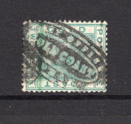 GOLD COAST - 1876 - CANCELLATION: 2d green QV issue, watermark 'Crown CC'. A superb used copy with good strike of oval POST OFFICE ADDAH GOLD COAST 'Negative Seal' cancel in black. Scarce. (SG 6)  (GLD/40693)