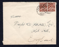 GOLD COAST - 1932 - CANCELLATION: Cover franked with pair 1928 1d red brown GV issue (SG 104) tied by two fine strikes of TAMALE cds dated 25 JUN 1932. Addressed to UK with KUMASI transit cds on reverse.  (GLD/41175)