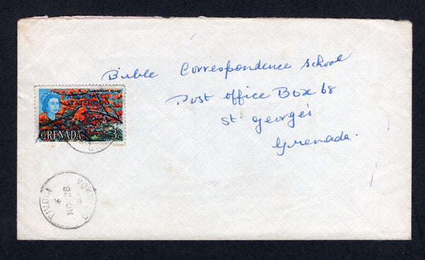 GRENADA - 1967 - CANCELLATION: Cover franked with single 1967 3c 'ASSOCIATED STATEHOOD' overprint issue (SG 264) tied by TIVOLI cds with second strike alongside. Addressed to ST. GEORGES.  (GRE/20091)