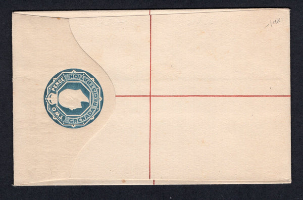 GRENADA - 1902 - POSTAL STATIONERY: 2d blue on creamy white EVII postal stationery registered envelope (H&G C3, size F) with large 'SPECIMEN' overprint in black.  (GRE/27370)