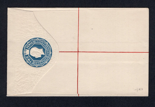 GRENADA - 1912 - POSTAL STATIONERY: 2d blue on creamy white GV postal stationery registered envelope (H&G C4, size F). A fine unused example.  (GRE/27372)