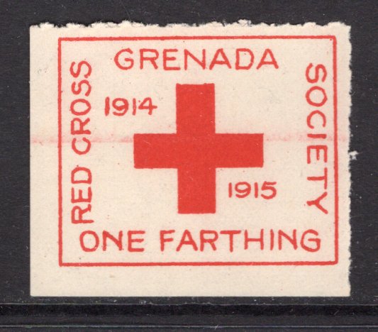 GRENADA - 1915 - CINDERELLA: ¼d red 'Grenada Red Cross Society' WW1 CHARITY label dated '1914-1915', rouletted, a fine unused copy.  (GRE/27603)
