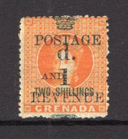 GRENADA - 1888 - PROVISIONAL ISSUE: 'd 1 POSTAGE AND REVENUE' on 2/- orange 'Revenue' surcharge issue, a fine mint copy. (SG 44)  (GRE/32654)