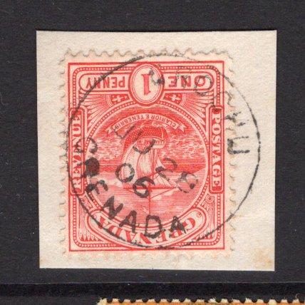 GRENADA - 1906 - CANCELLATION: 1d carmine fine used on small piece with good strike of CROCHU cds dated JUN 28 1906. (SG 78)  (GRE/32670)