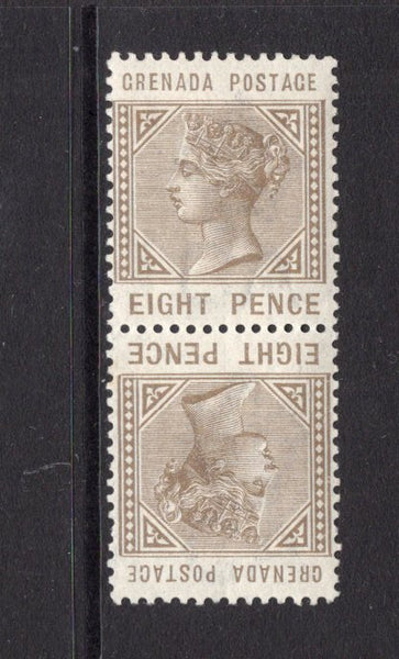 GRENADA - 1883 - VARIETY: 8d grey brown QV issue a fine mint TETE BECHE PAIR. (SG 35a)  (GRE/6510)