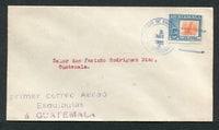 GUATEMALA - 1926 - PIONEER AIRMAILS: First Flight cover franked with 1921 1p 50c orange & blue (SG 169) tied by ESQUIPULAS cds dated 3 AUG 1926 flown on the ESQUIPULAS - GUATEMALA CITY inaugural flight with three line 'Primer correo aereo Esquipulas a GUATEMALA' cachet in purple. GUATEMALA CITY arrival cds on reverse. A rare flight only 140 covers carried. (Muller #4a, Goodman #AM5b)  (GUA/22801)