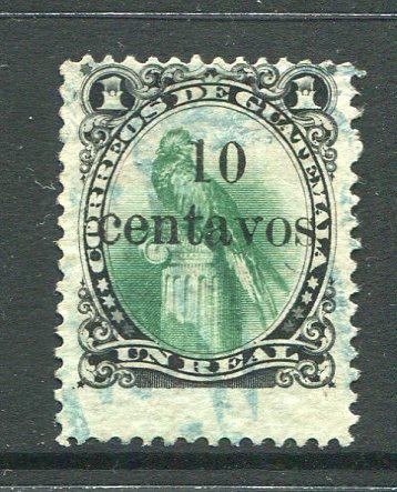 GUATEMALA - 1881 - SURCHARGES: 10c on 1r green & black 'Decimal Currency' surcharge issue, a fine lightly used copy. (SG 19)  (GUA/30032)