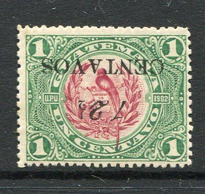 GUATEMALA - 1916 - VARIETY: 12½c on 1c claret & green a fine mint copy with variety OVERPRINT INVERTED. (SG 153b)  (GUA/30070)