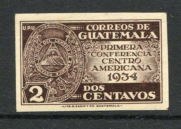 GUATEMALA - 1934 - ESSAY: 2c brown 'Central American Conference' UNISSUED ESSAY stamp, imperf on gummed paper. Produced by 'B. Zadik, Guatemala City'. (Listed in Guatemala 2 handbook page 588)  (GUA/30104)