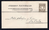 GUATEMALA - 1929 - POSTAL STATIONERY: 2p 50c brown postal stationery notification envelope (H&G NB1) with 'CORREOS NACIONALES SERVICIO INTERIOR' overprint in black (Guatemala Handbook Type C). A fine used example with circular 'RECEPTORIA DE CERTIFICADOS ADMINISTRACION CENTRAL GUATEMALA' cds dated 11 MAR 1929 in purple on reverse. Addressed locally within GUATEMALA CITY.  (GUA/30191)