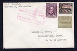 GUATEMALA - 1929 - FIRST FLIGHT: Cover franked with 1929 15c on 15p black AIR overprint on 'Train' issue, 1929 3c deep purple and 1927 1c olive green TAX issue (SG 230, 241 & 223) tied by large CORREO AEREO GUATEMALA cds's in red dated AUG 7 1929 with boxed 'SERVICIO POSTAL AEREO GUATEMALA C.A. PESO EN GRAMOS' marking alongside also in red. Flown on the GUATEMALA CITY - MEXICO - BROWNSVILLE first flight with MEXICO D.F. transit cds and USA arrival cds's on reverse. (Muller #13)  (GUA/32046)